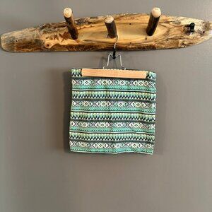 Forever 21 Southwest Green and Black Stretchy Mini Skirt